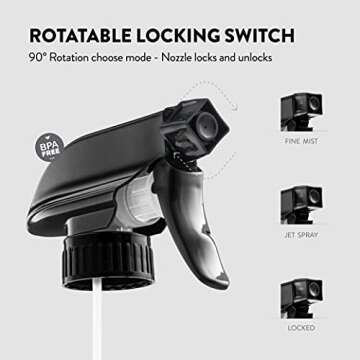 Paksh Novelty Glass Spray Bottles Amber 2 Pack 16 Oz Refillable Container with Durable Leakproof Trigger Sprayer with Mist/Stream/Lock for Hair, Cleaning Products, Essential Oils, Aromatherapy, Water