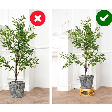 Boho Rattan Round Plant Stands Set of 2 Stylish Decor