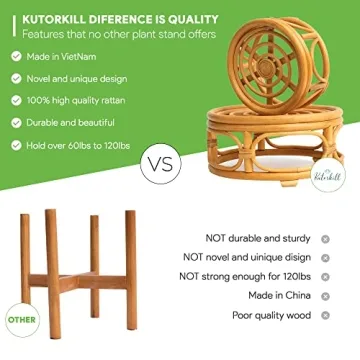 Boho Rattan Round Plant Stands Set of 2 Stylish Decor