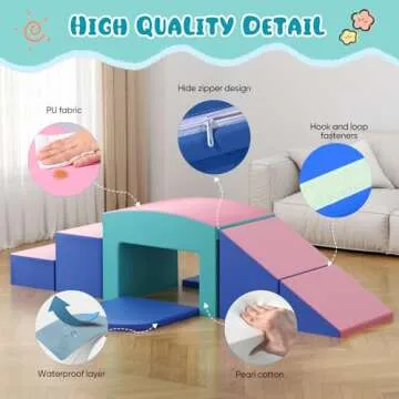 Lischwert Foam Climbing Blocks for Toddlers, Toddler Climbing Toys Indoor with Slide Stairs and Ramp...