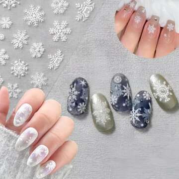 Naler 12 Sheets Christmas Nail Art Stickers, Xmas 3D Nail Art Stickers Decals Decorations Snowflake Snowman Design for Xmas New Year
