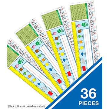 Carson Dellosa 36pc Traditional Manuscript Name Plates for Classroom, Name Plate for Desk With Alphabet, Number Line, Ruler, Addition Chart & More Classroom Essentials, Grades 1-3 Classroom Must Haves
