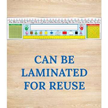 Carson Dellosa 36pc Traditional Manuscript Name Plates for Classroom, Name Plate for Desk With Alphabet, Number Line, Ruler, Addition Chart & More Classroom Essentials, Grades 1-3 Classroom Must Haves