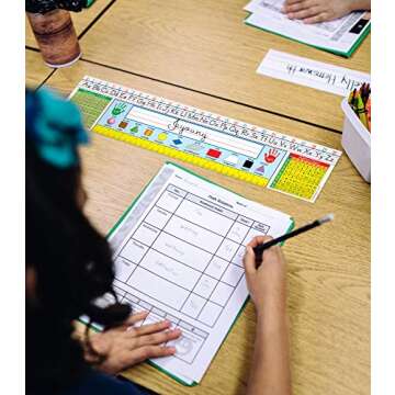 Carson Dellosa 36pc Traditional Manuscript Name Plates for Classroom, Name Plate for Desk With Alphabet, Number Line, Ruler, Addition Chart & More Classroom Essentials, Grades 1-3 Classroom Must Haves