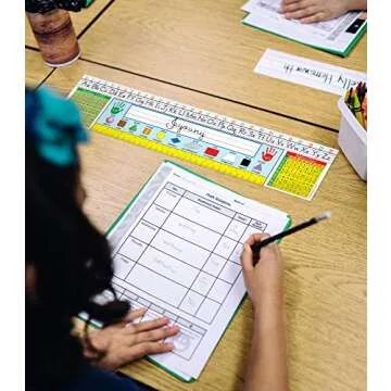 Carson Dellosa 36pc Traditional Manuscript Name Plates for Classroom, Name Plate for Desk With Alphabet, Number Line, Ruler, Addition Chart & More Classroom Essentials, Grades 1-3 Classroom Must Haves