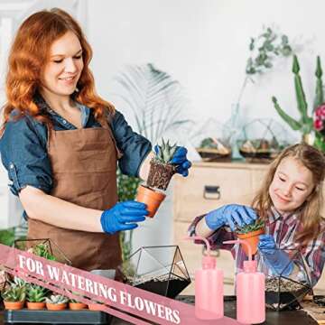 9 Pcs 250 ml Tattoo Wash Bottle Water Squirt Bottle Lab Squeeze Bottles Lash Water with Narrow Mouth Scale Labels Safety Rinse for Eyelash Extensions, Succulent Watering(Pink)