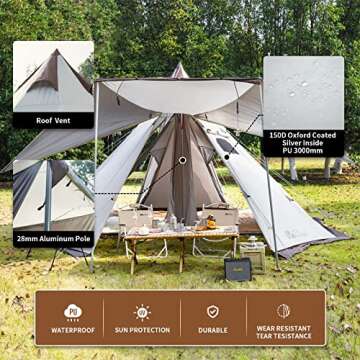 MOBI GARDEN Glamping Tent - Waterproof Pyramid Tent