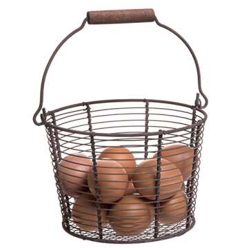 Vintage Metal Wire Pail - Rustic Storage Basket for Home Decor