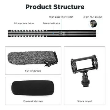 Boya XLR Shotgun Microphone BY-BM6060, Super-Cardioid Condenser Mic with 24 48V Phantom Power for Camera Camcorder Film Interview TV Program Recording Podcast