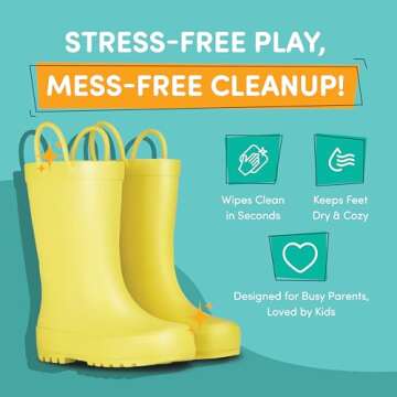 Lone Cone Kid-Friendly Rain Boots with Easy-On Handles