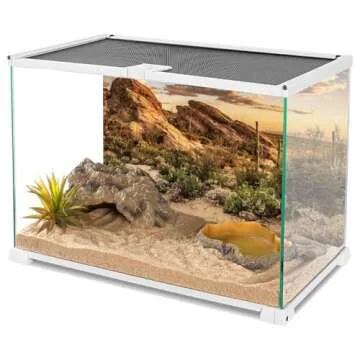 AWERT Reptile Habitat Background Blue Sky Oasis Cactus Sun and Desert Terrarium Background 48x18 inches Durable Polyester Background