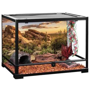 AWERT Reptile Habitat Background Blue Sky Oasis Cactus Sun and Desert Terrarium Background 48x18 inches Durable Polyester Background