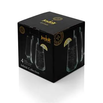 JoyJolt Infiniti Highball Glasses Set of 4 - Elegant Design
