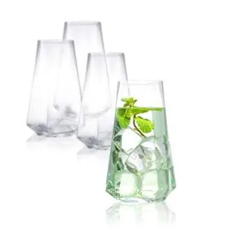 JoyJolt Infiniti Highball Glasses Set of 4 - Elegant Design