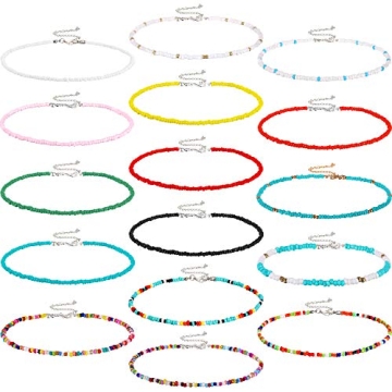 Colorful Boho Beaded Choker Necklace Set for Women