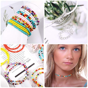 Colorful Boho Beaded Choker Necklace Set for Women