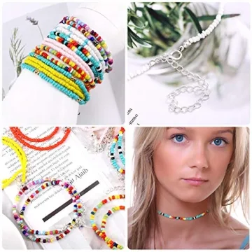 Colorful Boho Beaded Choker Necklace Set for Women