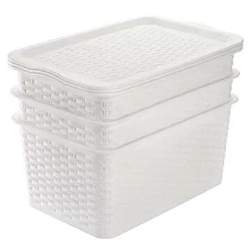 Dicunoy 4 Pack Stackable Lidded Storage Bins