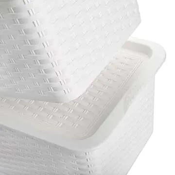 Dicunoy 4 Pack Stackable Lidded Storage Bins