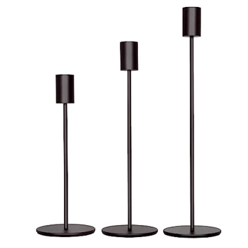 zeochyni Black Candle Holders Set of 3 for Elegant Decor