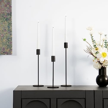 zeochyni Black Candle Holders Set of 3 for Elegant Decor
