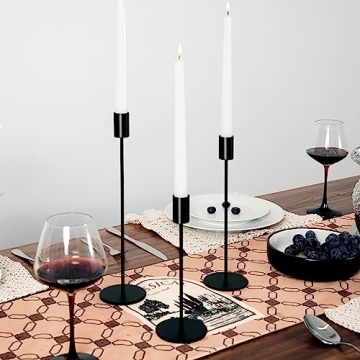 zeochyni Black Candle Holders Set of 3 for Elegant Decor
