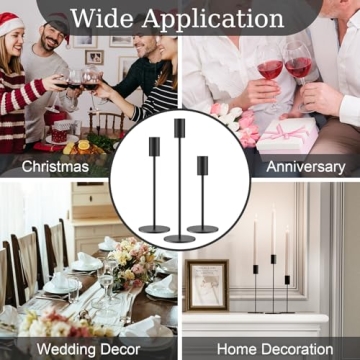 zeochyni Black Candle Holders Set of 3 for Elegant Decor