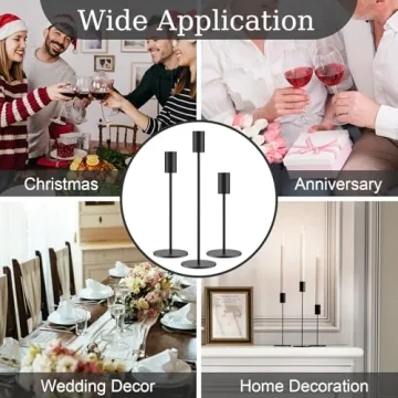 zeochyni Black Candle Holders Set of 3 for Elegant Decor