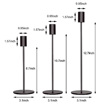 zeochyni Black Candle Holders Set of 3 for Elegant Decor