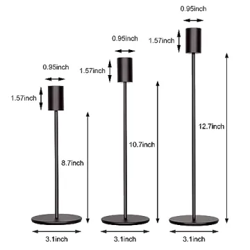 zeochyni Black Candle Holders Set of 3 for Elegant Decor