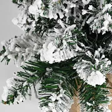 Mini Snowy Christmas Tree with LED Lights and Ornaments