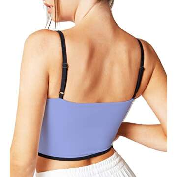 Move With You Sleeveless Spaghetti Strap Padded Sports Bra Tank Tops Square Neck Double Layer Workou...