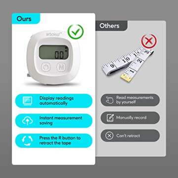 Arboleaf Body Measurement Tape, 60in Smart Measuring Tape for Body Measurements, Digital Retractable Measuring Tool for Waist, Hip, Bust, Arms, Fitness, Weight Loss, Muscle Gain, Syncs with App