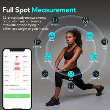 Arboleaf Body Measurement Tape, 60in Smart Measuring Tape for Body Measurements, Digital Retractable Measuring Tool for Waist, Hip, Bust, Arms, Fitness, Weight Loss, Muscle Gain, Syncs with App