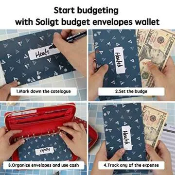 Stylish Soligt Cash Envelopes Wallet with 12 Budget Envelopes