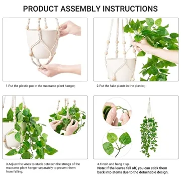 Mkono Fake Hanging Plant for Beautiful Indoor Decor