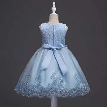 DreamHigh Flower Girl Dress - Sky Blue Floral Elegance