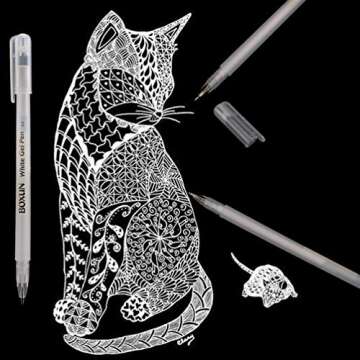 White Gel Ink Pens - 0.8MM Fine Tip, for Artists, Drawing, Sketching, Black Paper, Pack of 6