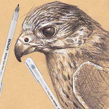 White Gel Ink Pens - 0.8MM Fine Tip, for Artists, Drawing, Sketching, Black Paper, Pack of 6