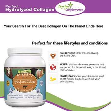 Perfect Supplements Hydrolyzed Collagen Powder - Grass-Fed, 660g - Boosts Skin & Joint Health