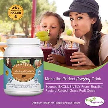 Perfect Supplements Hydrolyzed Collagen Powder - Grass-Fed, 660g - Boosts Skin & Joint Health