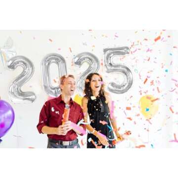 2025 Silver 40 Inch Party Balloons - New Year, Graduation & More