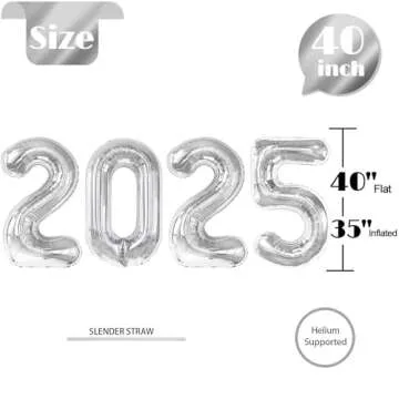 2025 Silver 40 Inch Balloons for New Year's Eve Celebrations