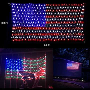 HYH American Flag Lights with 420 Super Bright LEDs Waterproof Led Flag Net Light of The United Stat...
