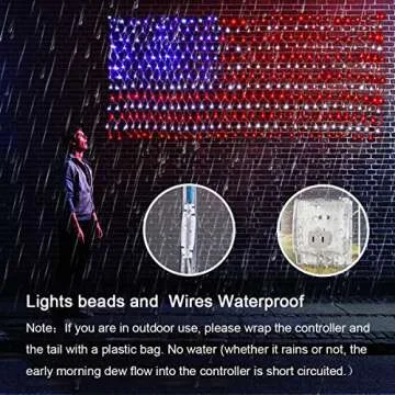 HYH American Flag Lights with 420 Super Bright LEDs Waterproof Led Flag Net Light of The United States for Memorial Day,Yard,Garden Decoration,Festival,Holiday,Party,Christmas New Year Decorations