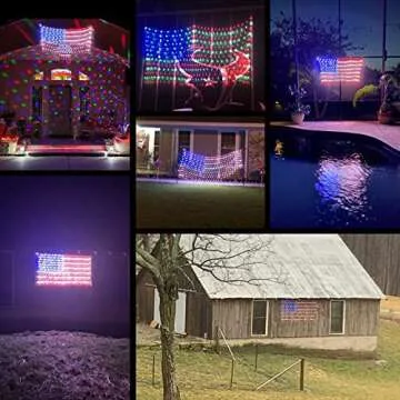 HYH American Flag Lights with 420 Super Bright LEDs Waterproof Led Flag Net Light of The United States for Memorial Day,Yard,Garden Decoration,Festival,Holiday,Party,Christmas New Year Decorations