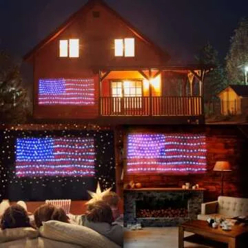 HYH American Flag Lights with 420 Super Bright LEDs Waterproof Led Flag Net Light of The United States for Memorial Day,Yard,Garden Decoration,Festival,Holiday,Party,Christmas New Year Decorations