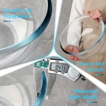 NUTRIUPS 6 Quart Large Glass Mixing Bowl, Clear Large Salad Bowls Glass Big Mixing Bowls for Kitchen