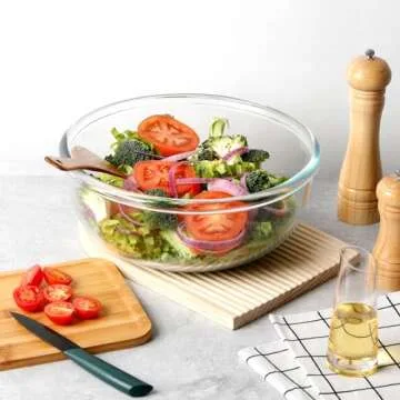 NUTRIUPS 6 Quart Large Glass Mixing Bowl, Clear Large Salad Bowls Glass Big Mixing Bowls for Kitchen