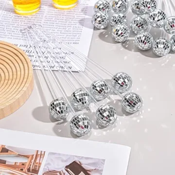Disco Ball Drink Stir Sticks | 24 Sparkling Drink Accessories